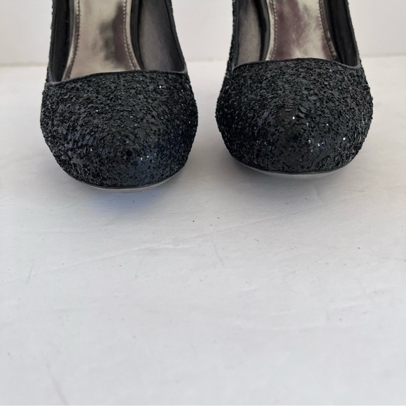 Miu Miu Prada Size 38 Black Glitter Round Toe Heels Pumps - Picture 7 of 16